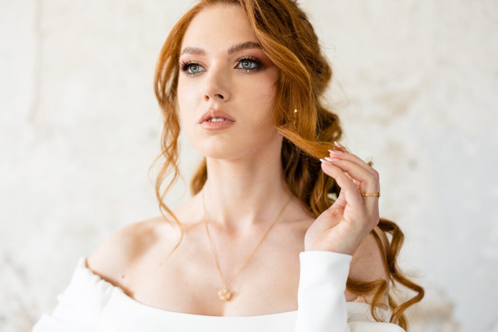 a woman with red hair