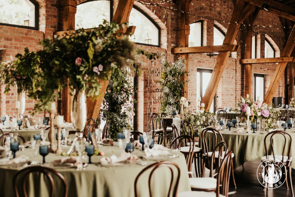 a room with tables and chairs