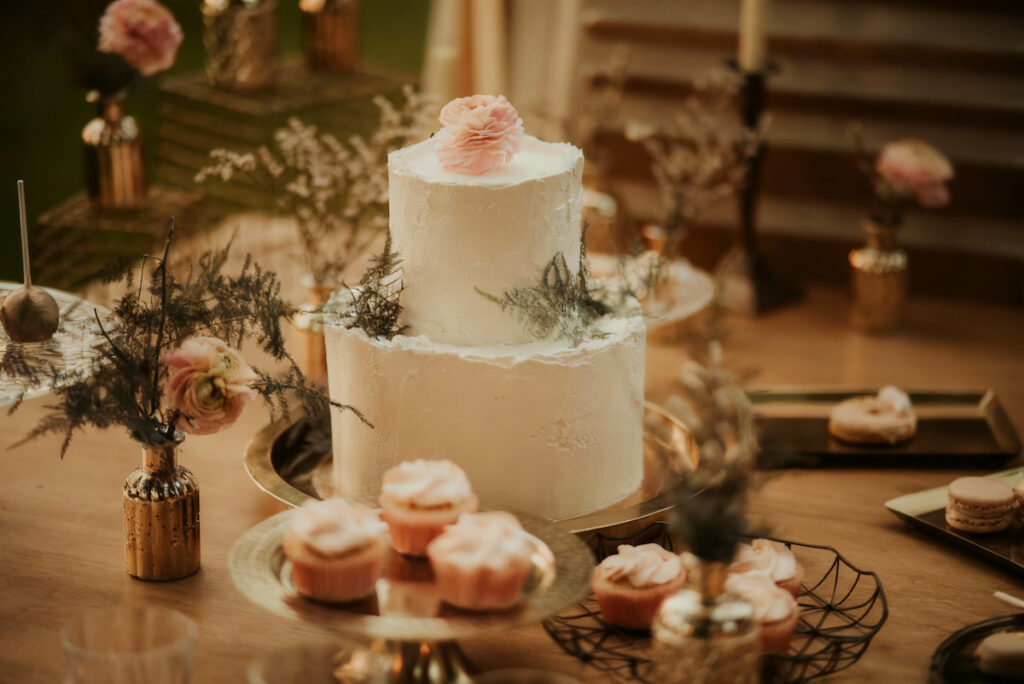 a cake with flowers on top of it